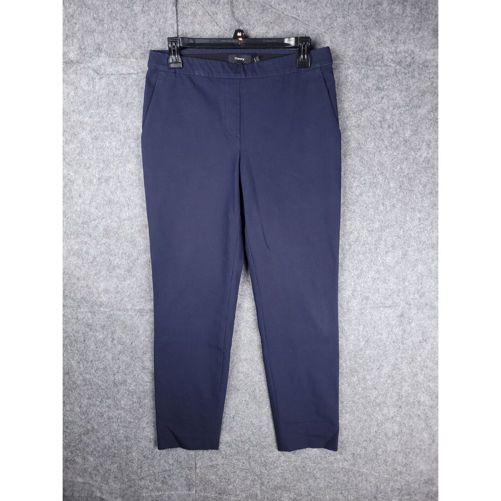 Theory Pants Women 6 Navy Blue Thaniel Approach Pull On Business Casual **